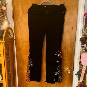 Black Women's Embroidered Flare Jeans we the free